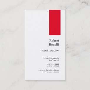 Minimalist Plain Red White Modern Business Card