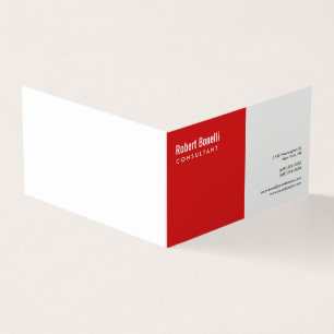 Minimalist Plain Red White Modern Business Card