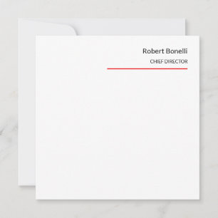 Minimalist Plain Red White Modern Card