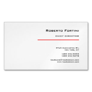 Minimalist Plain Red White Modern  Magnetic Business Card
