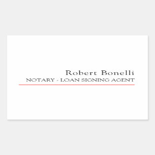 Minimalist Plain Red White Modern Notary  Rectangular Sticker