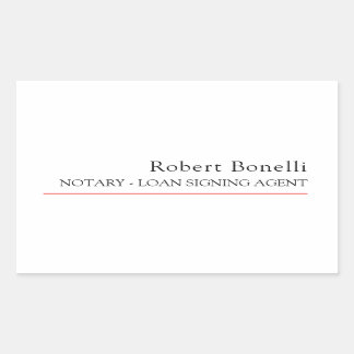 Minimalist Plain Red White Modern Notary Rectangular Sticker