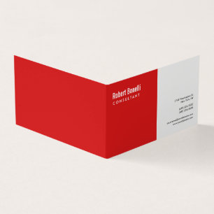 Minimalist Plain Red White Modern Plain Business Card