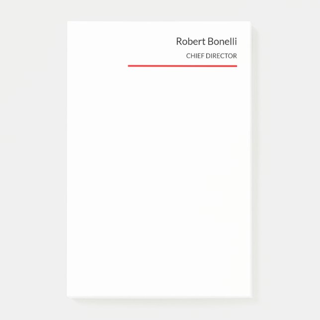 Minimalist Plain Red White Modern Post-it Notes (Front)