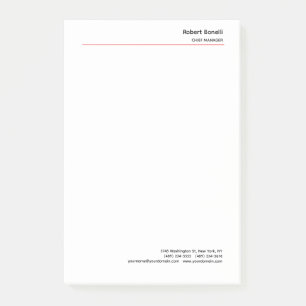 Minimalist Plain Red White Modern Post-it Notes