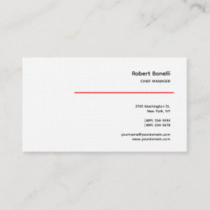Minimalist Plain Red White Modern Premium Linen Business Card