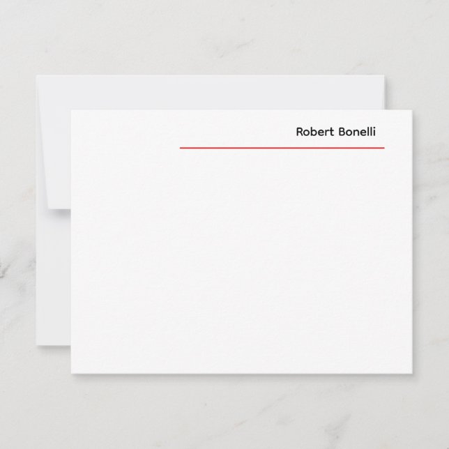 Minimalist Plain Red White Modern Premium Linen Card (Front)