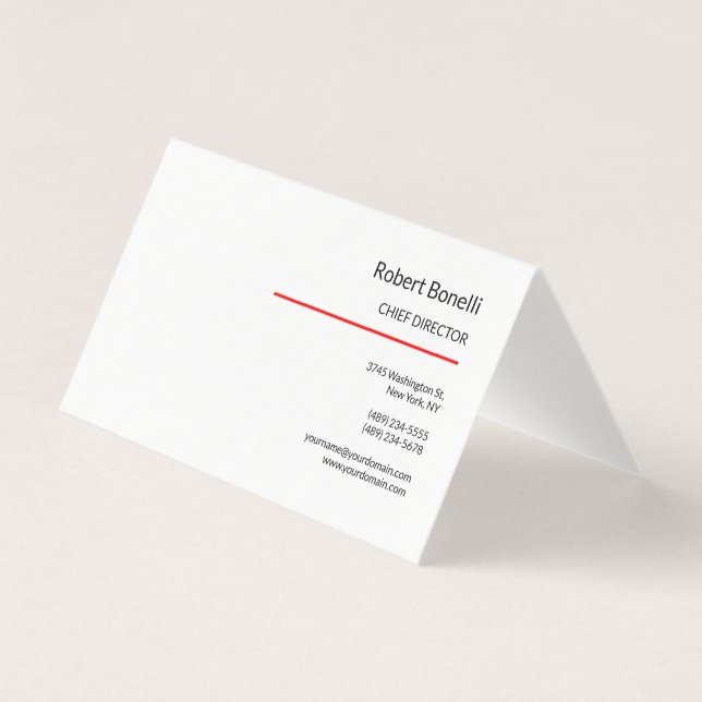 Minimalist Plain Red White Modern Standard Size Business Card (Front)