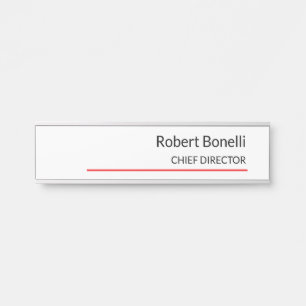 Minimalist Plain Red White Modern Standard Size Door Sign