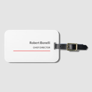 Minimalist Plain Red White Modern Standard Size Luggage Tag