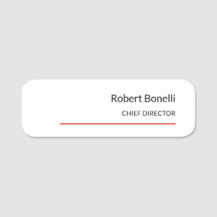 Minimalist Plain Red White Modern Standard Size Name Tag