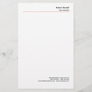 Minimalist Plain Red White Modern  Stationery