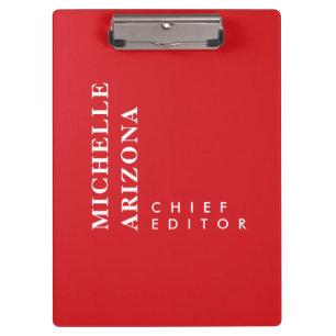 Minimalist Plain Red & White Professional Modern Clipboard