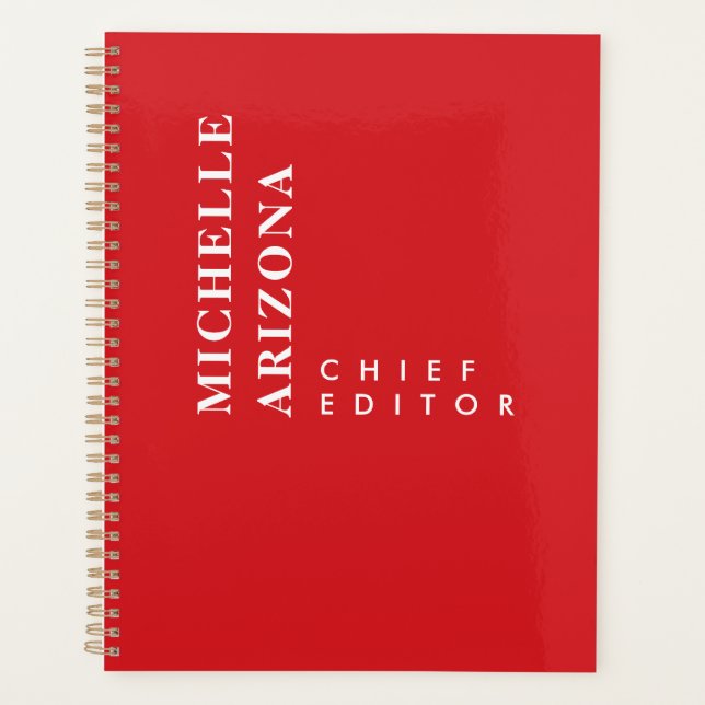 Minimalist Plain Red & White Professional Modern Planner (Front)