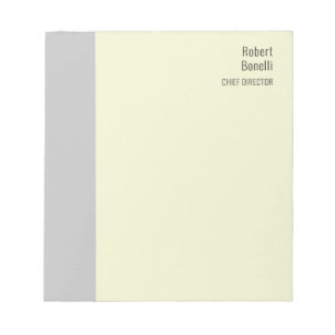 Minimalist Plain Signature Cream Grey Modern Notepad