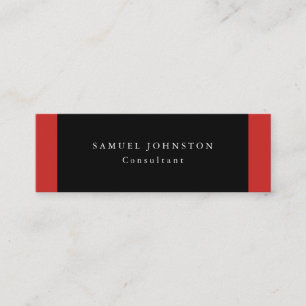 Minimalist Plain Simple Black Red Professional Mini Business Card