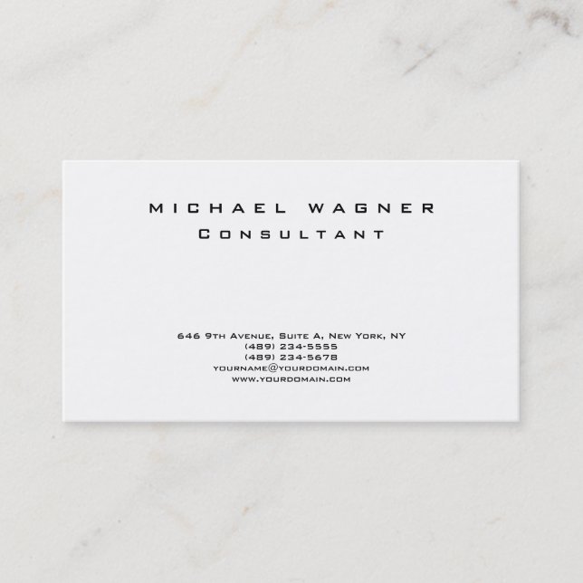 Minimalist Plain Simple Black White Trendy Clean Business Card (Front)