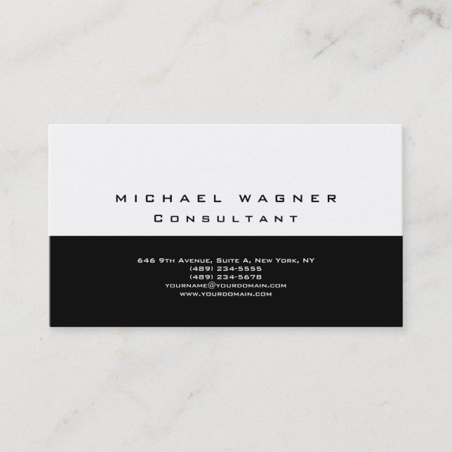 Minimalist Plain Simple Black White Trendy Modern Business Card (Front)