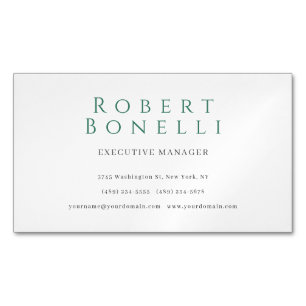 Minimalist Plain Simple White Modern Lovely Magnetic Business Card
