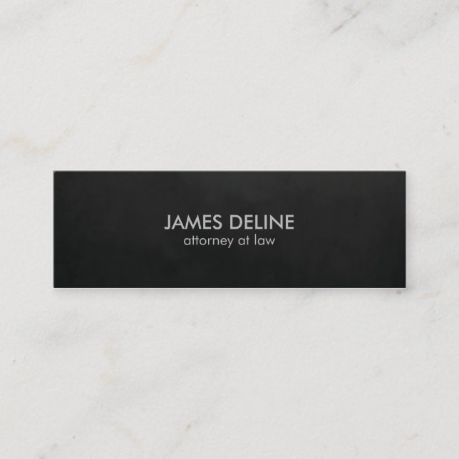 Minimalist Plain Texture Black Attorney Mini Business Card (Front)