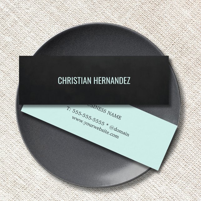 Minimalist Plain Texture Black Blue Consultant Mini Business Card (Creator Uploaded)