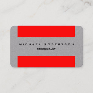 Minimalist Plain Unique Special Grey Red Business Card