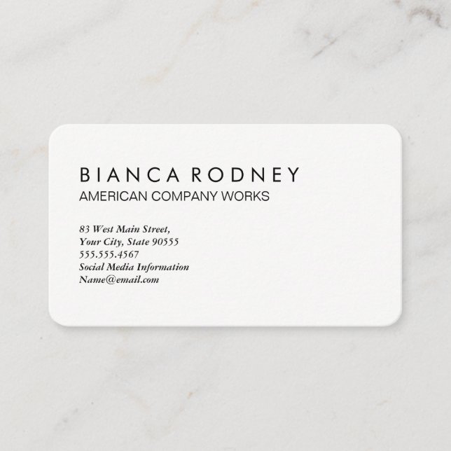 Minimalist Plain White and Grey Business Card (Front)