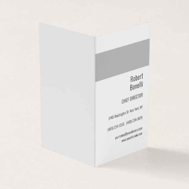 Minimalist Plain White Grey Modern Business Card (Outside)