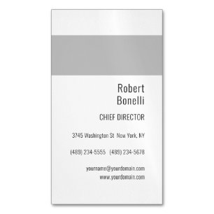Minimalist Plain White Grey Modern Magnetic Business Card