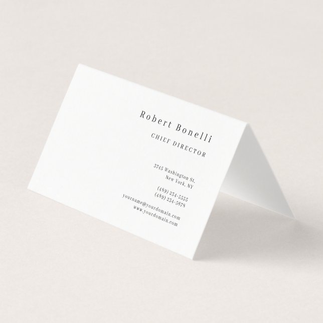 Minimalist Plain White Modern  Business Card (Front)