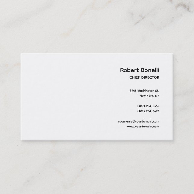 Minimalist Plain White Modern  Business Card (Front)