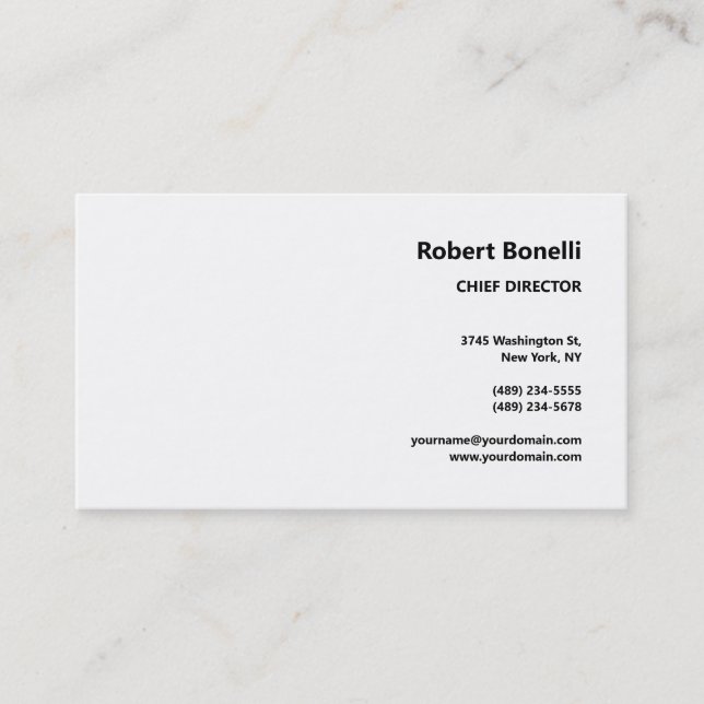 Minimalist Plain White Modern  Business Card (Front)