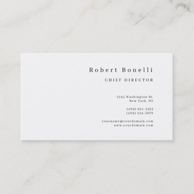 Minimalist Plain White Modern  Business Card (Front)
