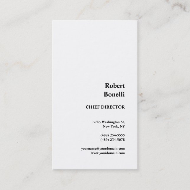 Minimalist Plain White Modern  Business Card (Front)