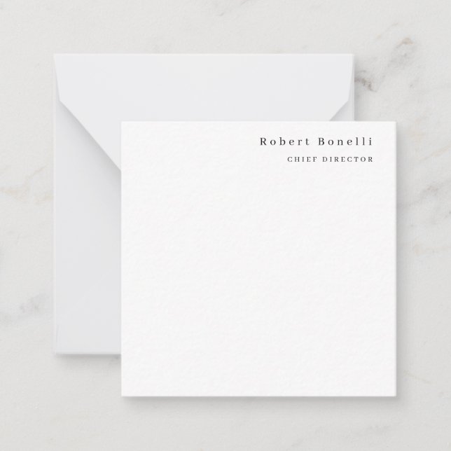 Minimalist Plain White Modern  Card (Front)