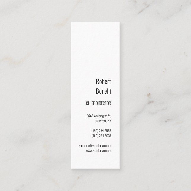 Minimalist Plain White Modern Mini Business Card (Front)