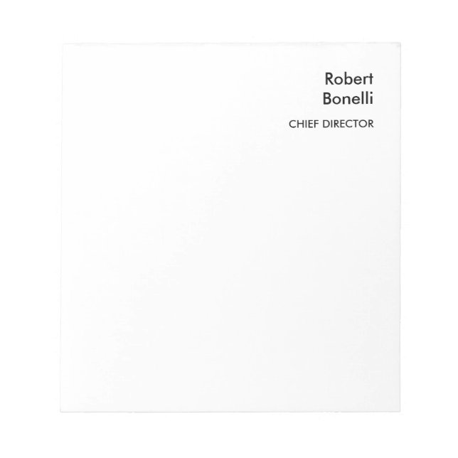 Minimalist Plain White Modern Notepad (Front)