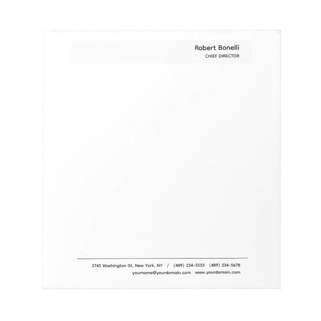 Minimalist Plain White Modern  Notepad (Front)