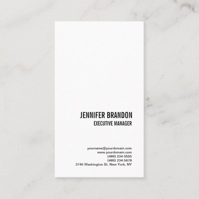 Minimalist Plain White Modern Professional Business Card (Front)