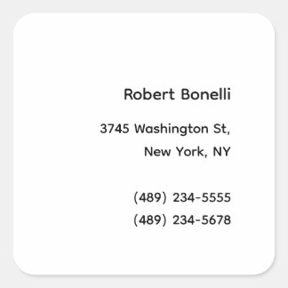 Minimalist Plain White Modern Square Sticker