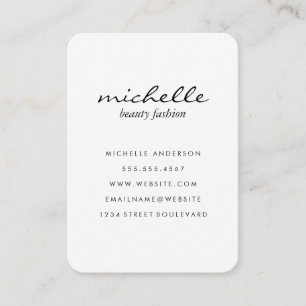 Minimalist Plain White with Cursive Text Business Card
