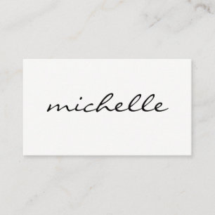 Minimalist Plain White with Cursive Text Business Card