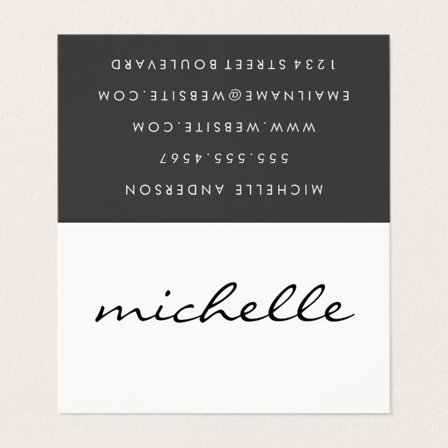 Minimalist Plain White with Cursive Text Business Card (Outside Unfolded)