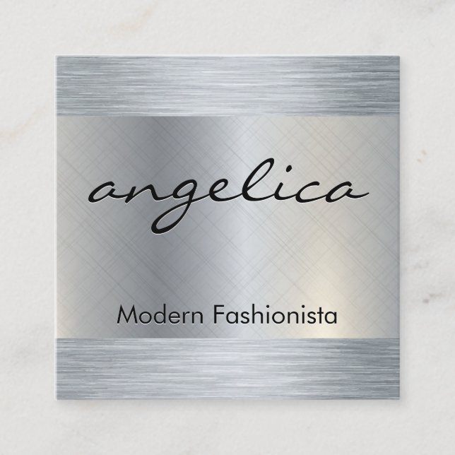 Minimalist Plain White with Cursive Text Square Business Card (Front)