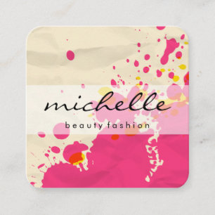 Minimalist Plain White with Expressive Art Square Business Card