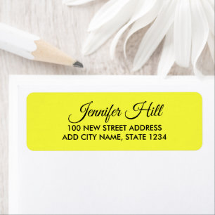 Minimalist plain yellow Return Address Label