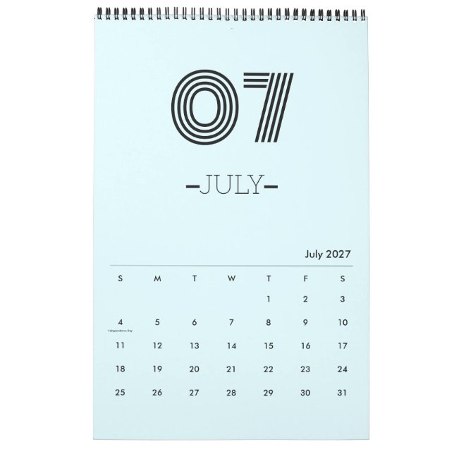 Minimalist Planners Calendar (Jul 2027)