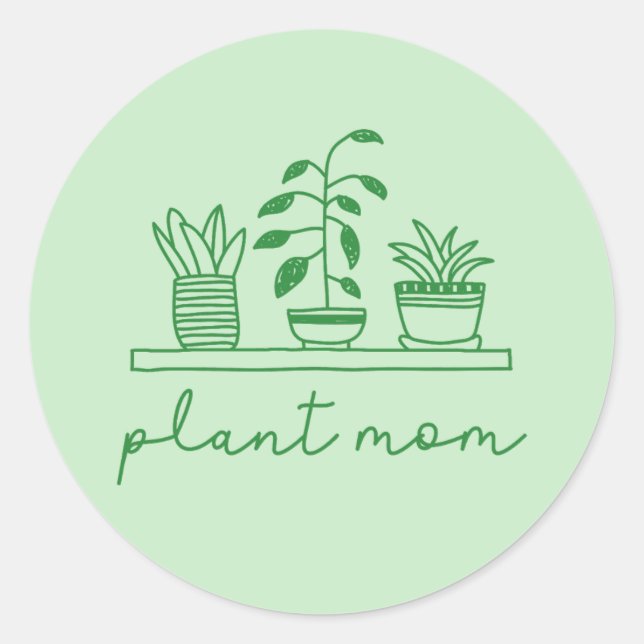 Minimalist Plant Mum Cute Plant Lover Classic Round Sticker (Front)