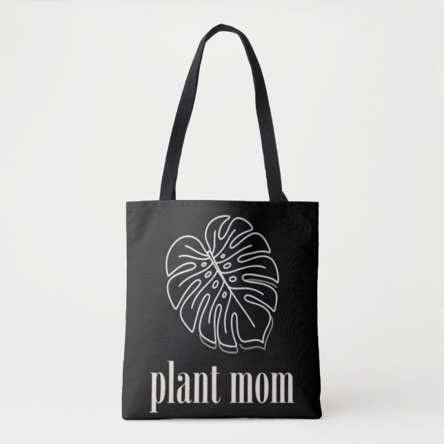 Minimalist Plant Mum Monstera Leaf Tote Bag (Front)
