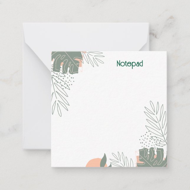 Minimalist plant paper notebook card (Front)